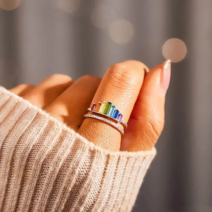 Trendy Rainbow Colourful Zircon Ring