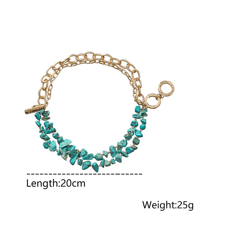 Turquoise Double Layer Alloy Bracelet