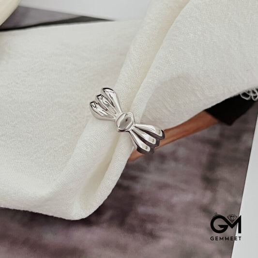 S925 Sterling Silver Bow Open Ring