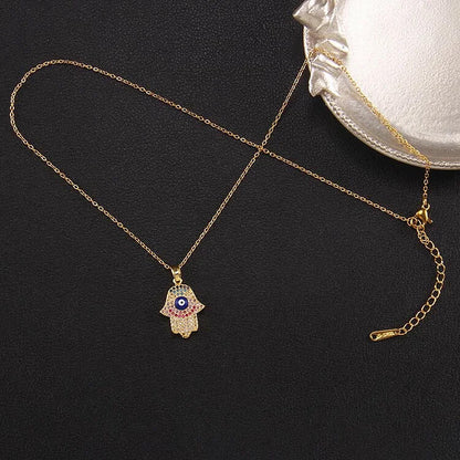 "Good Fortune" Hamsa With Evil Eye Necklace