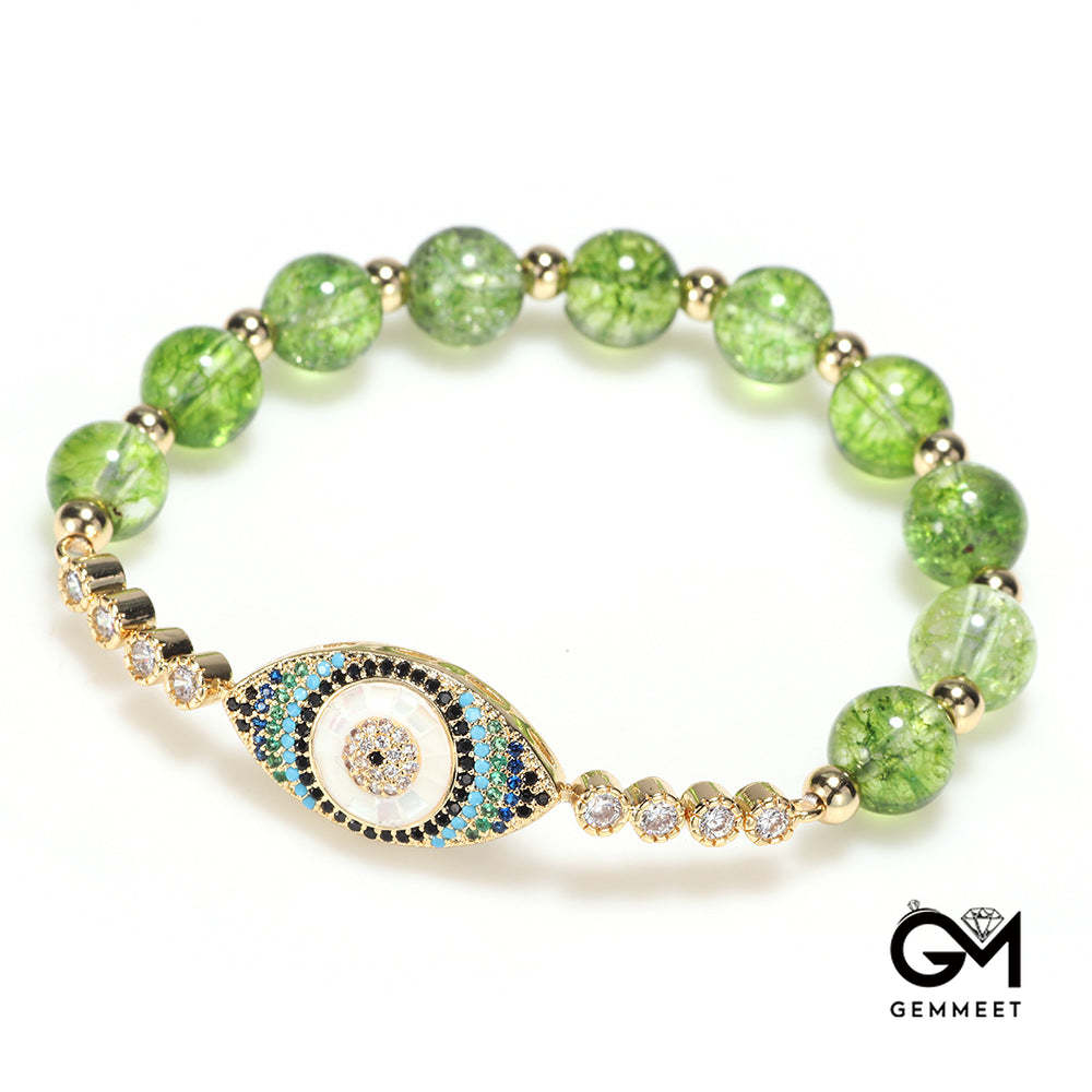 Peridot Evil Eye Symbol Healing Bracelet