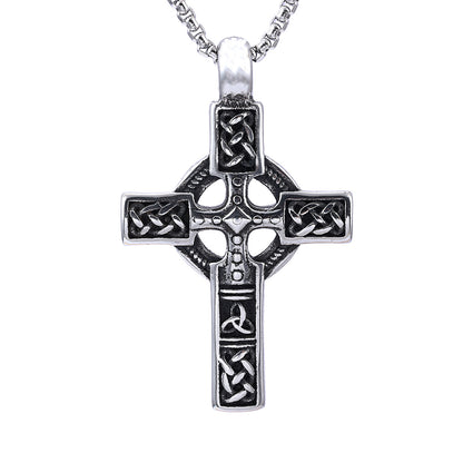 Viking Jewelry Cross Titanium Steel Pendant Necklace