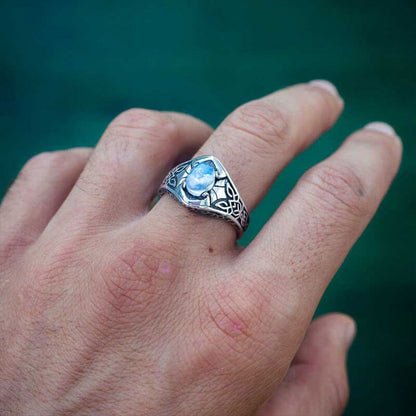 Oval Cut Moonstone Celtic Totem Ring