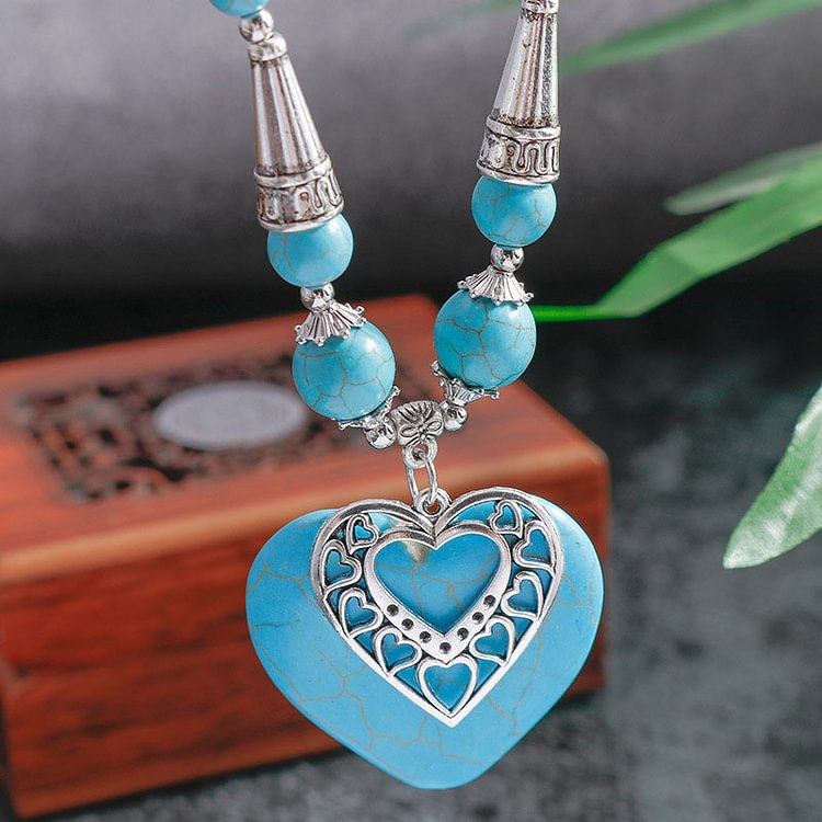 Blue Turquoise Healing Heart Necklace