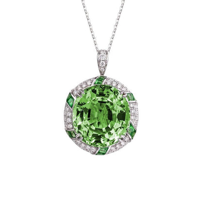 Imitation Natural Peridot Pendant Luxury Domineering Color Treasure Open Ring Jewelry Set