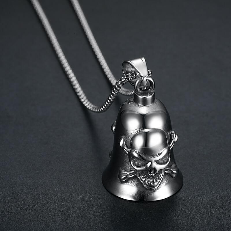 Retro Punk Men's Motorcycle Skull Riding Exorcism Bell Pendant