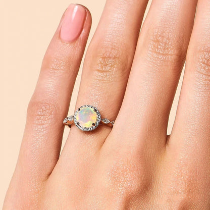 S925 Rose Gold Halo Moonstone Ring