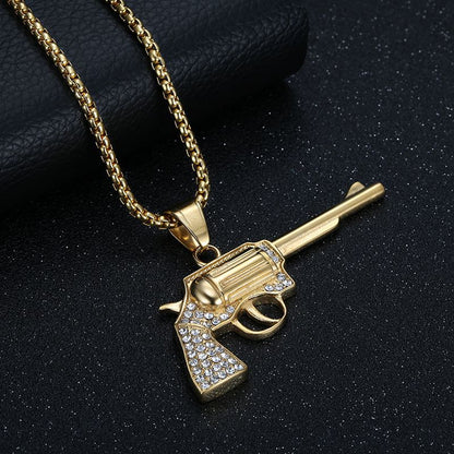 Hip Hop Plated Revolver Pendant