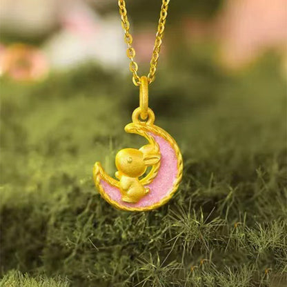 Moon Golden Rabbit Pendant Necklace