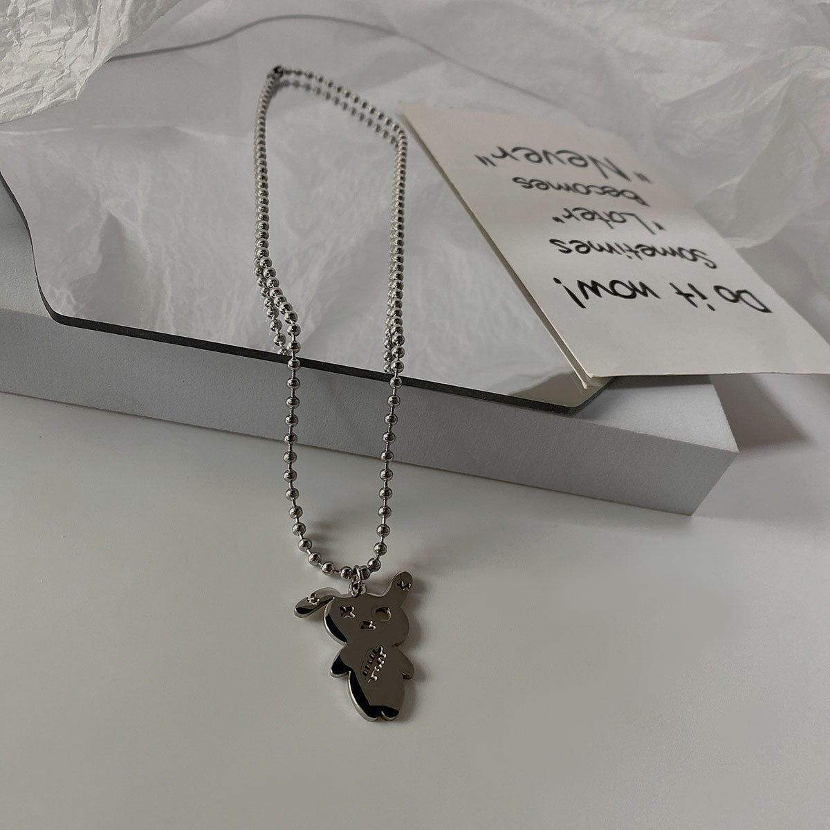 Titanium Steel Fasteners Rabbit Pendant Necklace