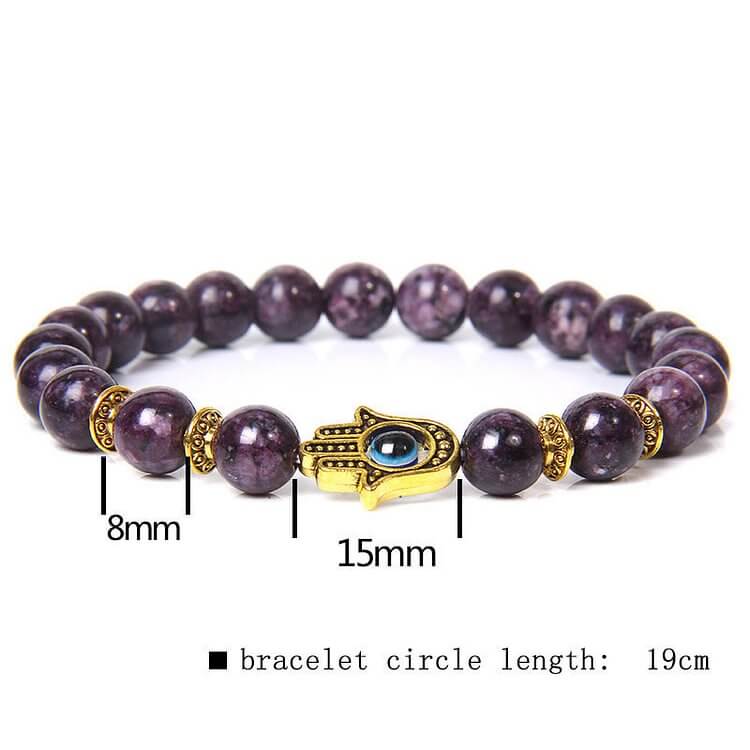 "Ward Off Negativity" Men's Evil Eye Hamsa Natural Bead Bracelet