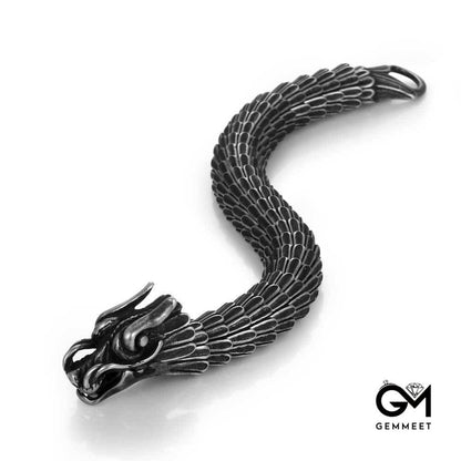 Titanium Steel Dragon Stripe Thick Bracelet