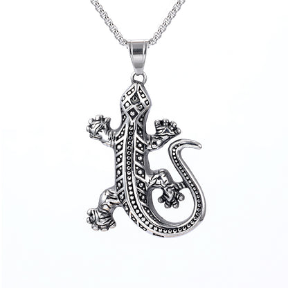 Gecko Lizard Stainless Steel Pendant