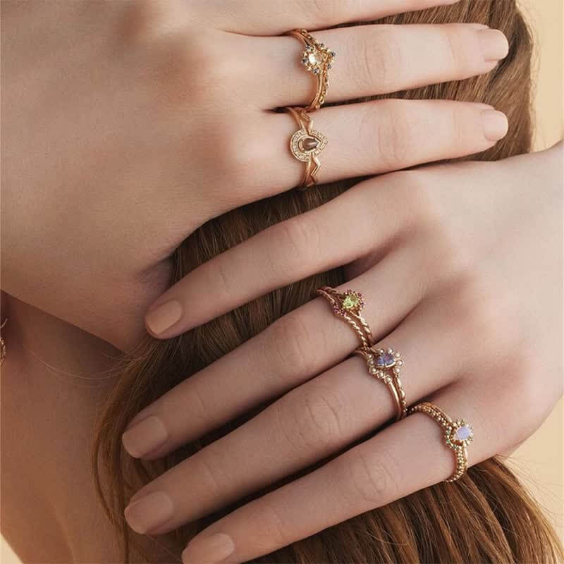 Women's 2Pcs Dainty Peridot Stacking Ring Set