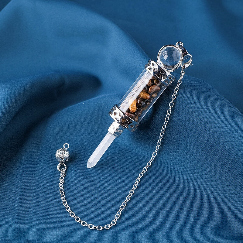 Crystal Gravel Wishing Bottle Pillar Spirit Pendant