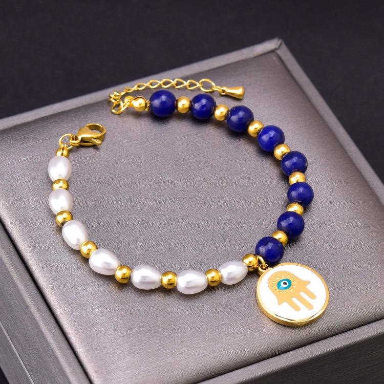 Pearl Lapis Lazuli Turquoise Necklace Bracelet Earrings Set