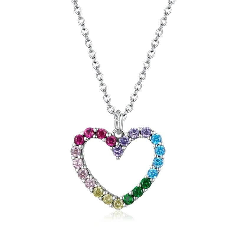 Women's Rainbow Heart Pendant Necklace