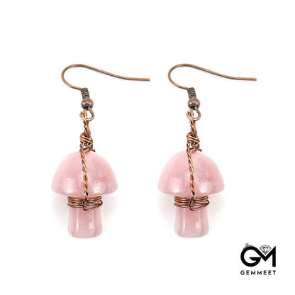 Copper Cute Mushroom Crystal Earrings