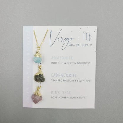 Zodiac Raw Crystal Set Pendants Necklace