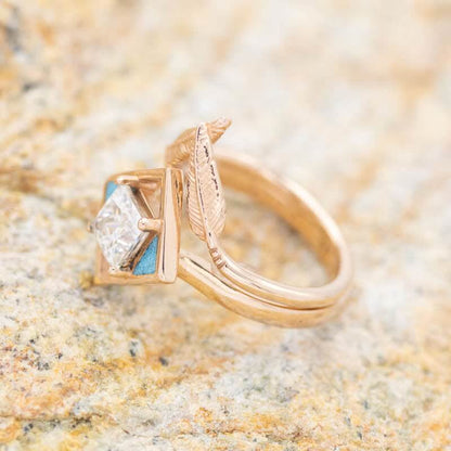 "Dakota" - Cushion Cut Moissanite Turquoise Ring