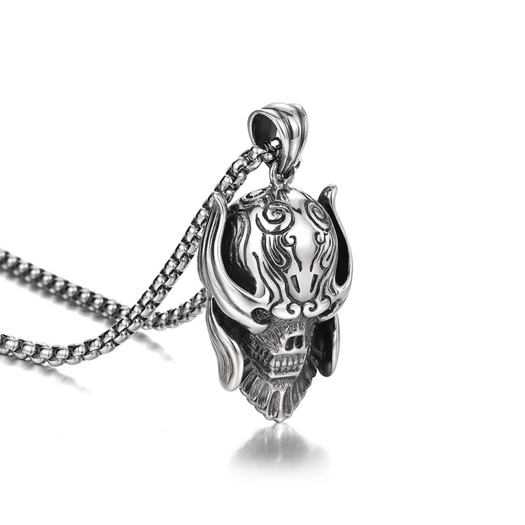 Warrior Skull Vintage Sterling Silver Pendants Necklace