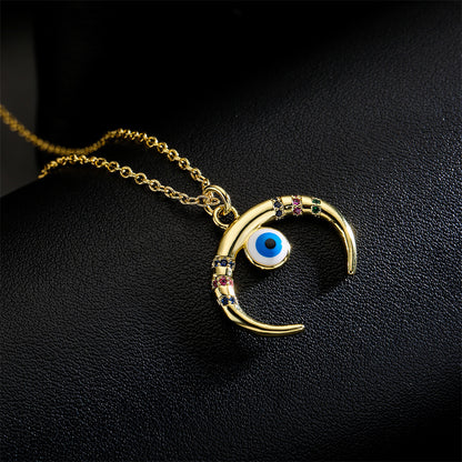 Golden Color Evil Eye Pendant Necklace