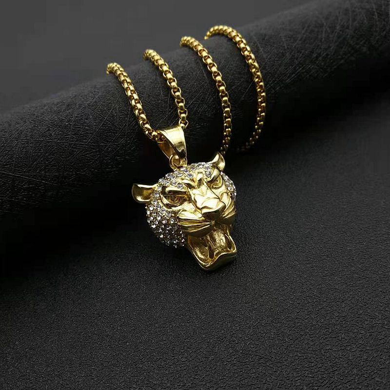 Hip Hop Jewelry Gold Plated Lion Head All Over Zirconia Pendant