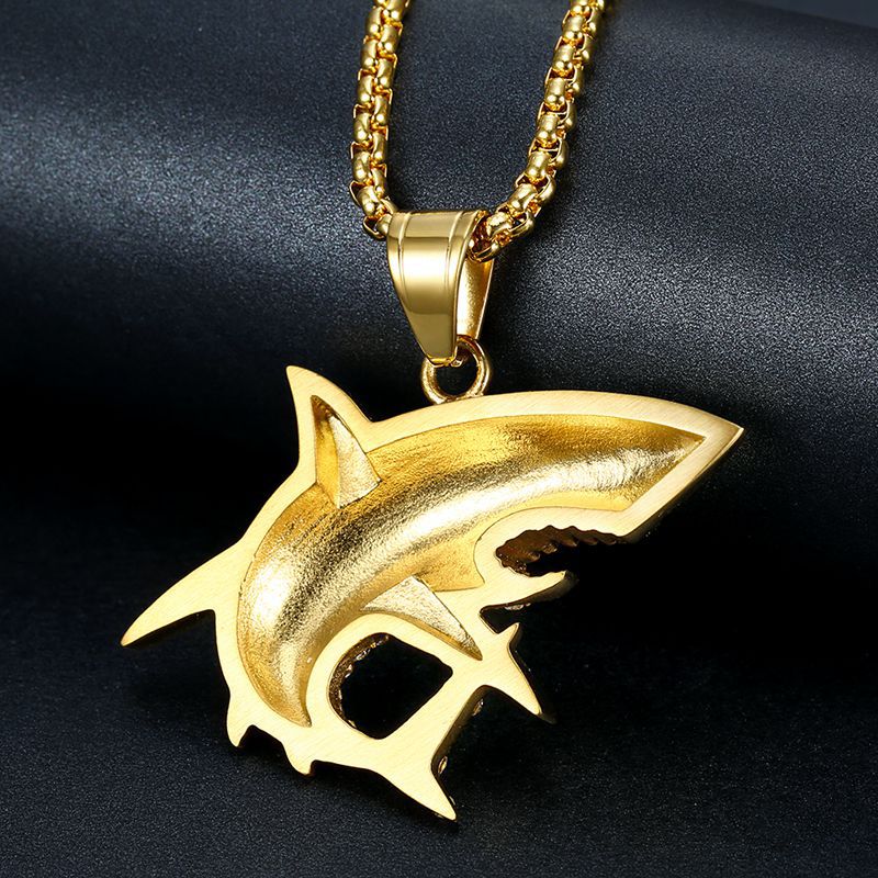 HIPHOP Jewelry Gold-plated Zircon Great White Shark Pendant