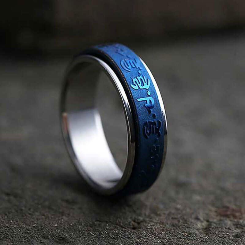 Release Stress Mantra Totem Rotatable Blue Ring