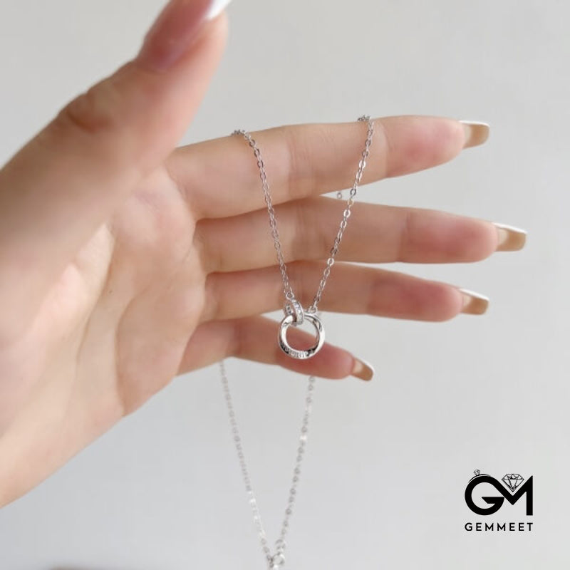 S925 Sterling Silver Falling Love Ring Zircon Necklace