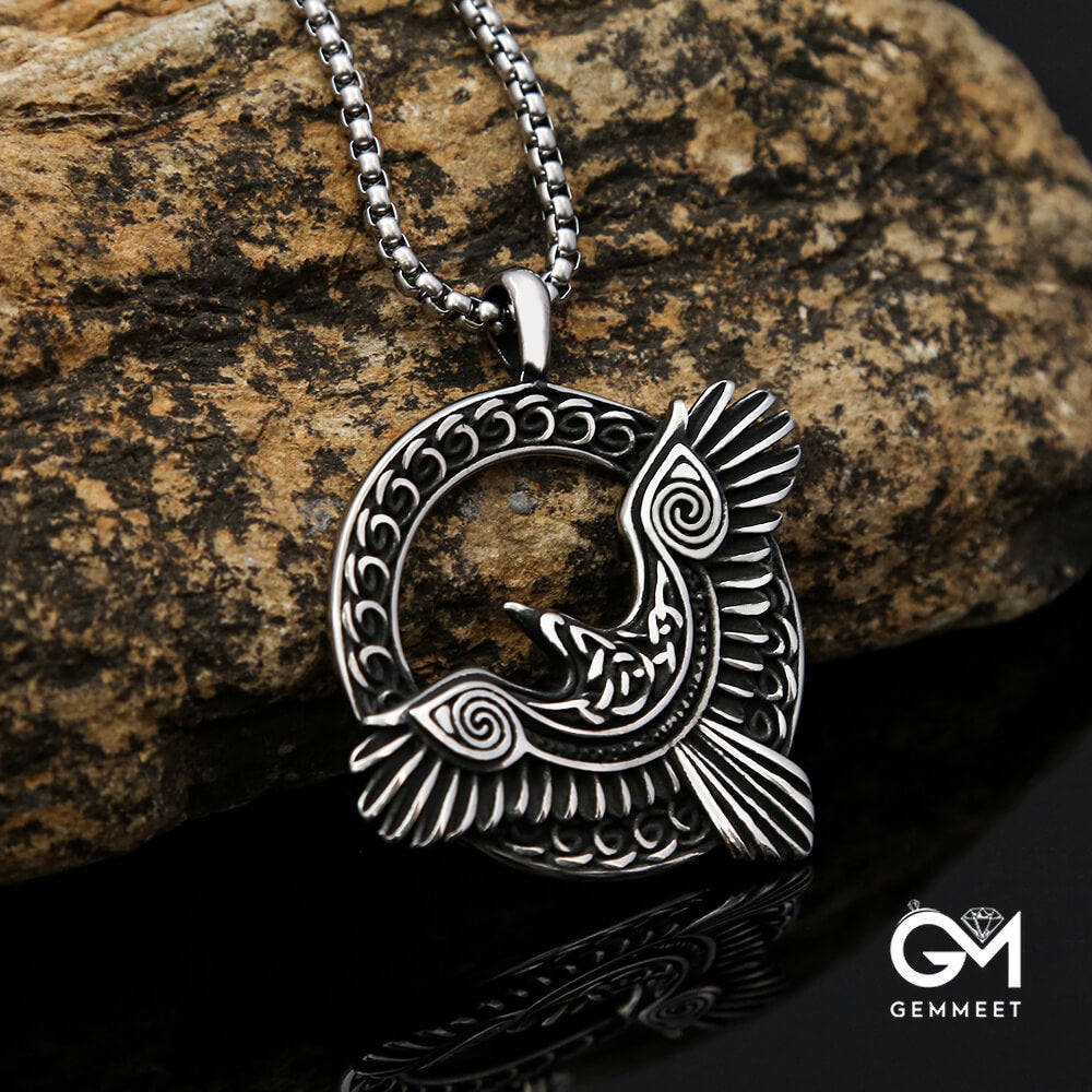 Raven Odin Titanium Steel Vintage Necklace