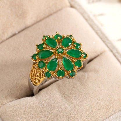 Blooming Flowers Emerald Ring