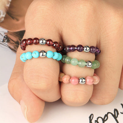 Color Stones Elastic Adjustment Bead Ring