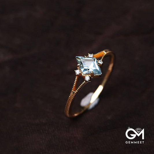 Aquamarine White Zircon Diamond Ring