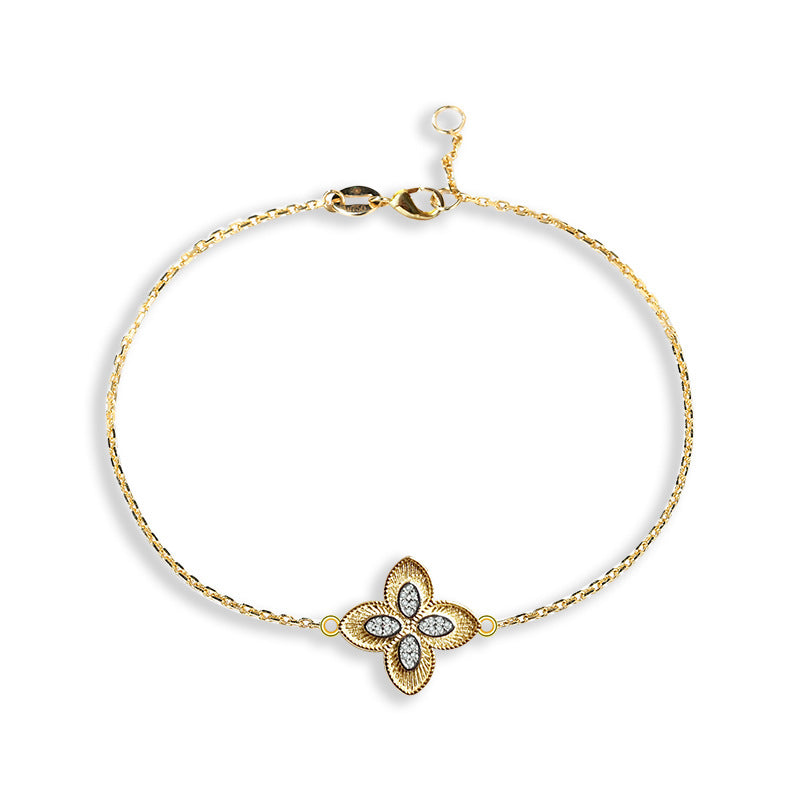 Light Luxury Retro Four-leaf Clover Gold and Silver Two-color Bracelet