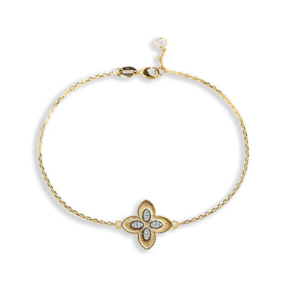 Light Luxury Retro Four-leaf Clover Gold and Silver Two-color Bracelet