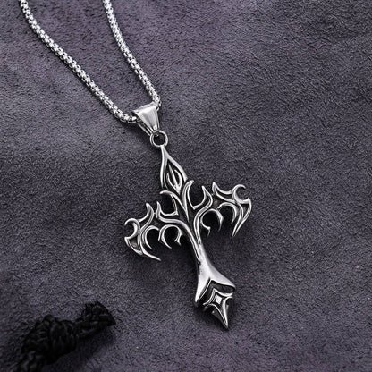 Majestic Flame Cross Shape Stainless Steel Pendant