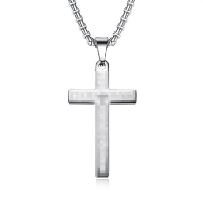 Titanium Steel Cross Pendant Chain Necklace