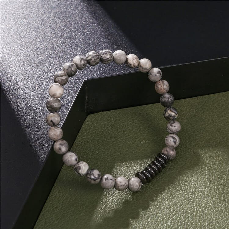 6mm Natural Stone Beads Mens Bracelet