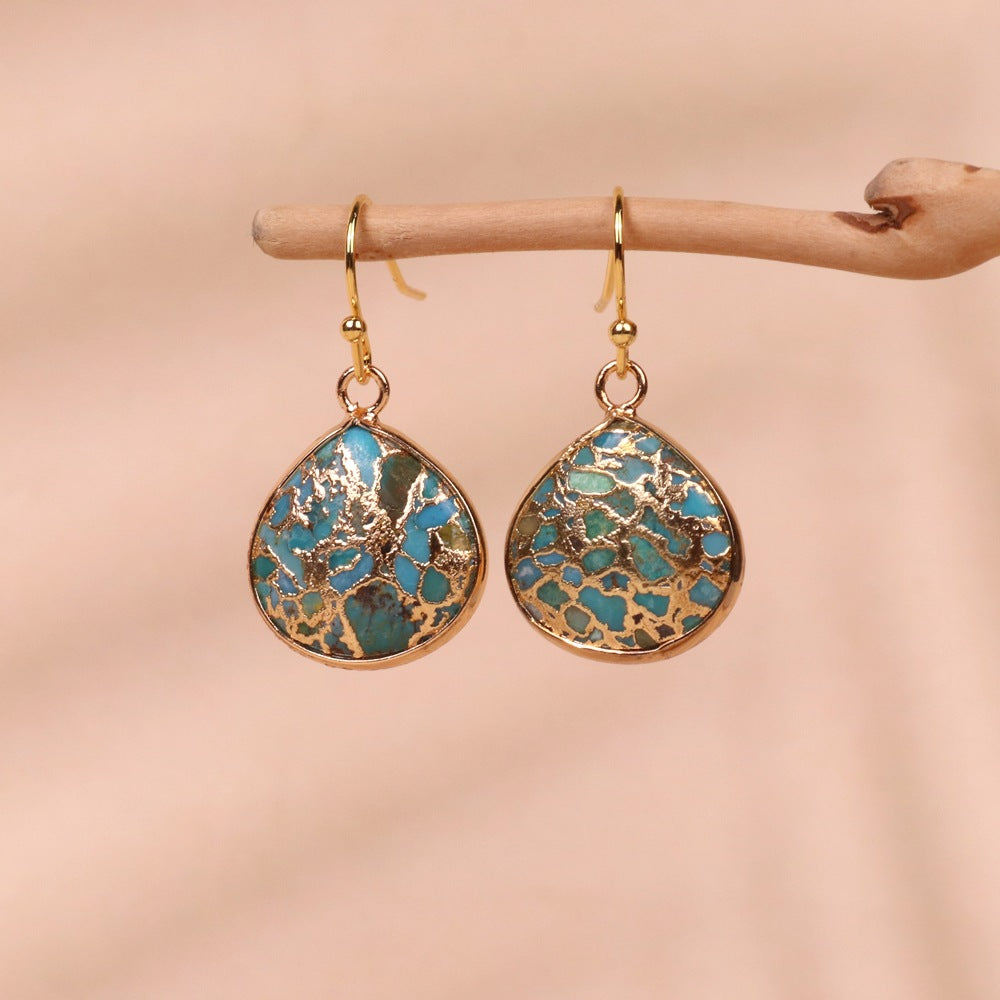 Drop Drop Pendant Earrings with Gold Trim