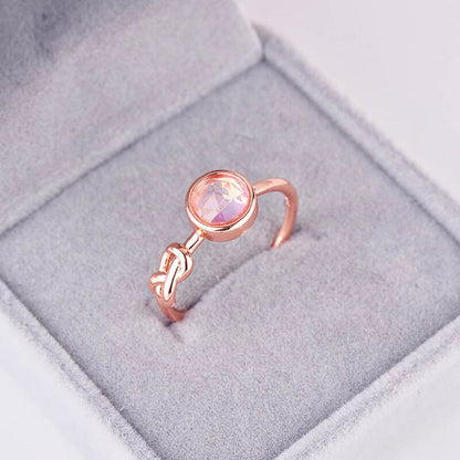 Minimalism Rose Gold Cute Tie Moonstone Ring