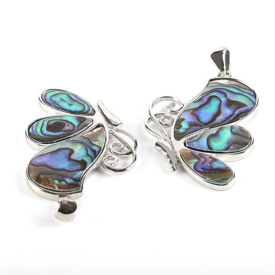 Abalone Shell with Wings Butterfly Insect Pendant