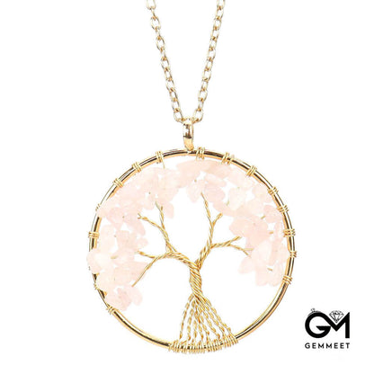 Wrapped Silk Crystal Tree of Life Necklace