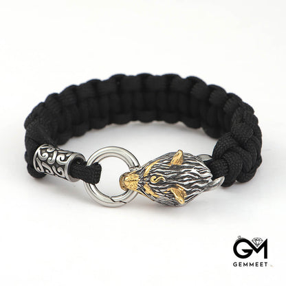 Viking Myth Stainless Steel Odin Wolf Bracelet