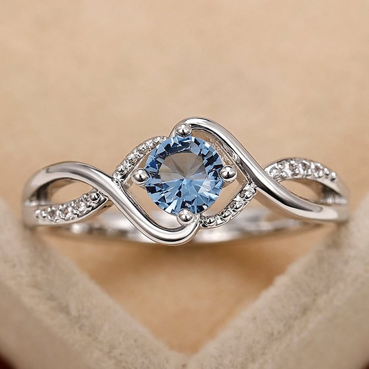 Wave Shaped Blue Alexandrite Engagement Ring