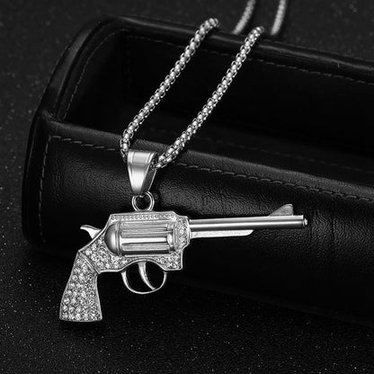 Hip Hop Plated Revolver Pendant