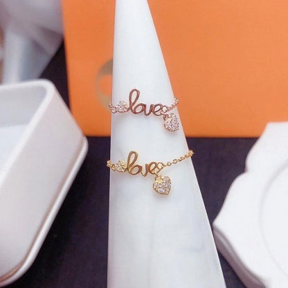 O-Shaped Chain Love Heart-Shaped Chain Ring