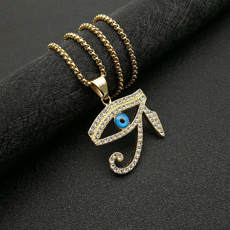 HIPHOP Jewelry Gold Plated Zircon Eye of Horus Pendant