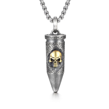 Golden Skull Bullet Sterling Silver Pendants