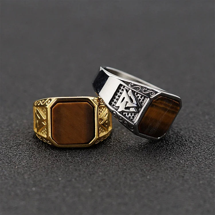 Retro Viking Faith Tiger Eye Ring